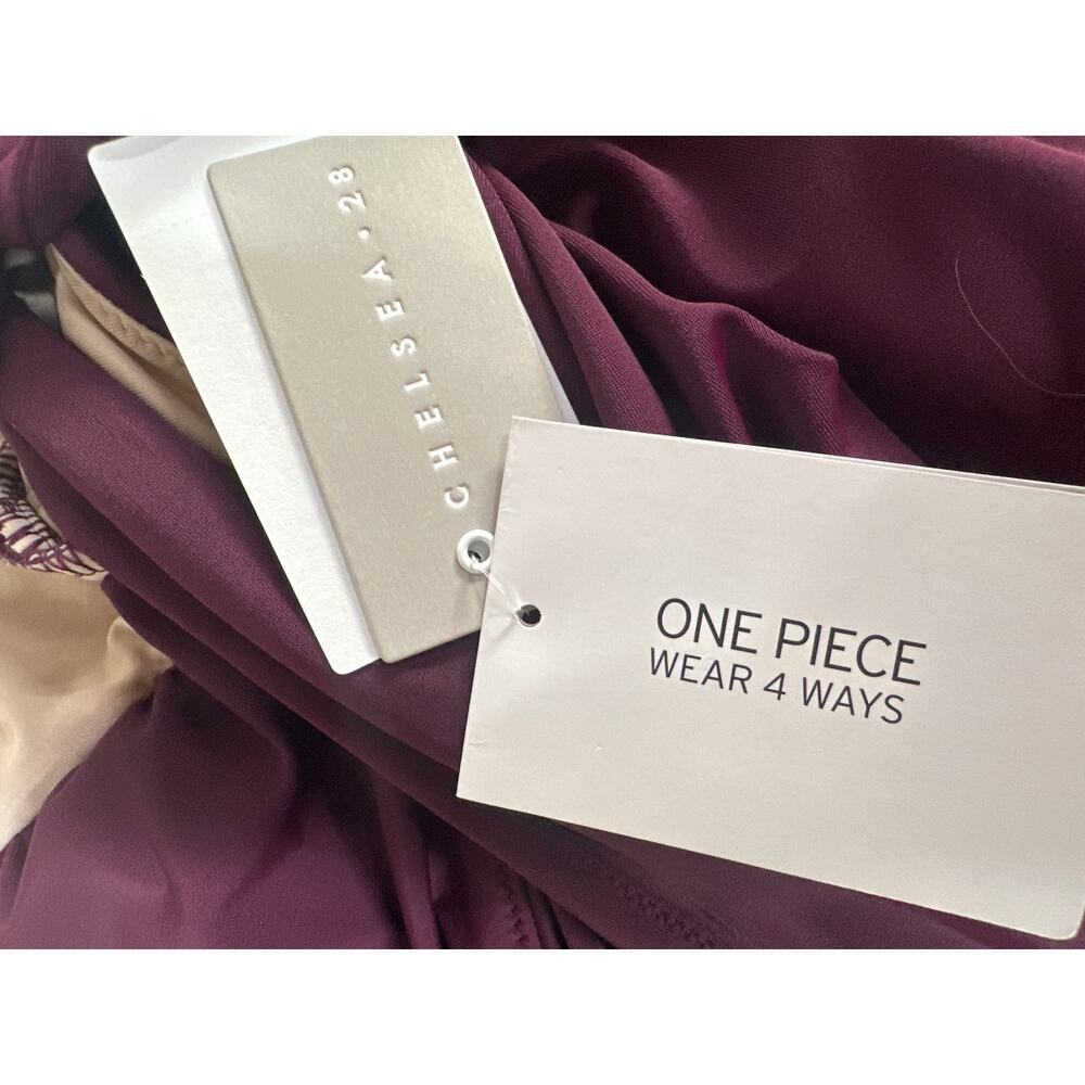 Chelsea28 Convertible 4-Way One Piece Swimsuit Bathing Suit Burgundy Nwt L — image 8 of 8